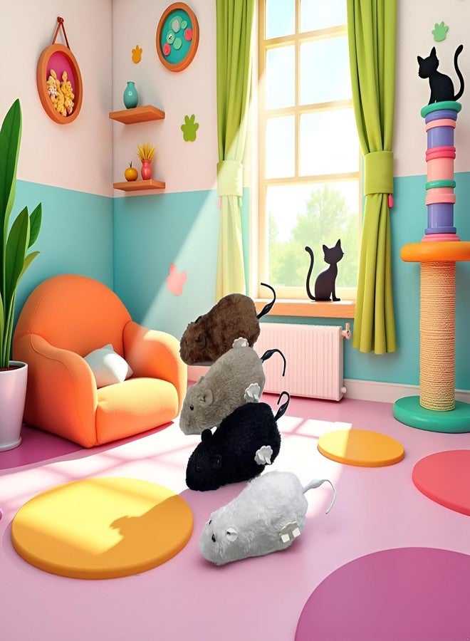 aoukoslt Furry Mice Cat Toy Wind Up Realistic Mouse Toys Funny Moving Pet Supplies (1Pc Random Color) - Image 5